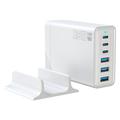 135W GaN Desktop Charger / 6-poorts High-Speed oplaadstation - 3x USB-C, 3x USB-A - Wit