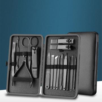 16-in-1 Roestvrijstalen Manicure- en pedicureset - Zwart