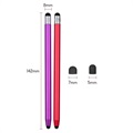 2-in-1 Universele Capacitieve Stylus Pen - 4 St. - Rood / Paars