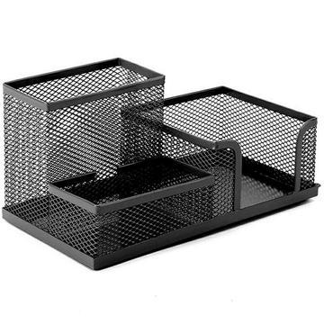 Metalen bureau-organizer met 3 compartimenten - Zwart