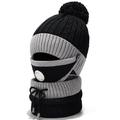 3-Delige Winter Windproof Knit Beanie muts, Gezichtsmasker en Nekwarmer - Zwart / Grijs