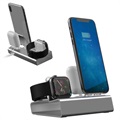 3-in-1 laadstation van aluminiumlegering - iPhone, Apple Watch, AirPods - zilver