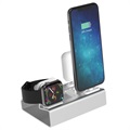 3-in-1 laadstation van aluminiumlegering - iPhone, Apple Watch, AirPods - zilver