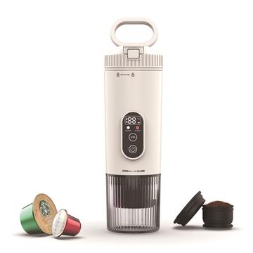 3-in-1 draagbaar espressoapparaat met Nespresso/DolceGusto-capsules en koffiepoeder - Wit