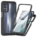 360 Protection Series Motorola Edge 20 Case - Zwart / Doorzichtig