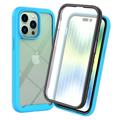 360 Protection Series iPhone 14 Pro Case - Babyblauw / Doorzichtig