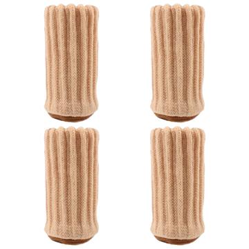 4-Pack Stoelpootdoppen in stretch breisel - Beige