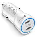 40W Dubbele USB-C PD Snelle Autolader met LED Lichtring - Wit