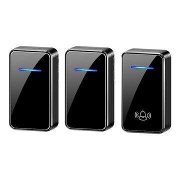 A80 USB-gevoede draadloze deurbel met 2 ontvangers - Zwart