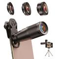 APEXEL Telefoon Camera Lens Kit, 22X Telelens + 120° Groothoeklens + 25X Macro Lens + 205° Fish Eye Lens