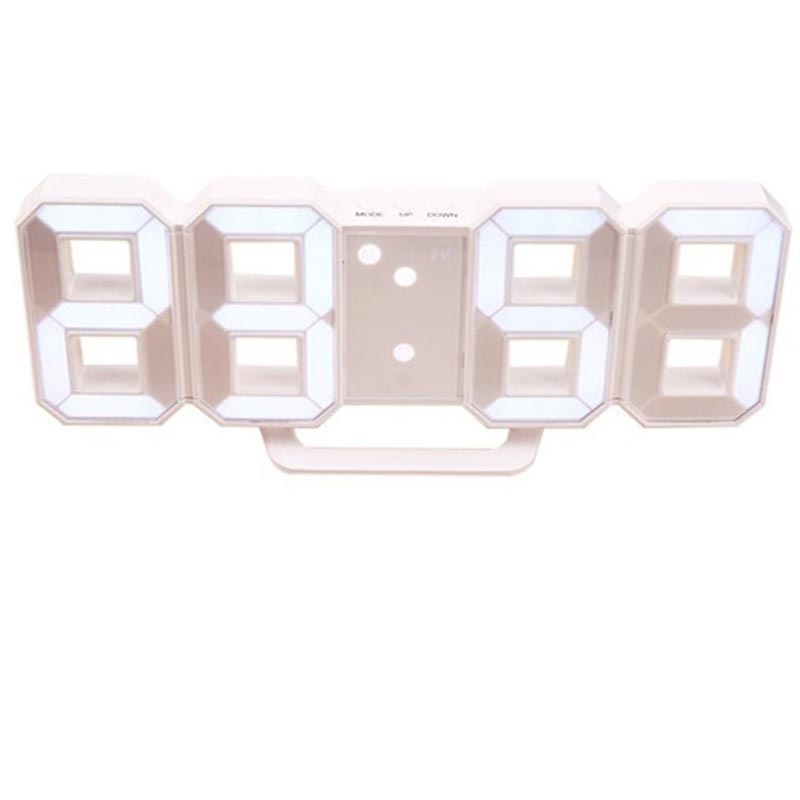 3D LED-licht Digitale elektrische klok - Wit