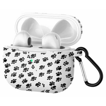 AirPods 3 Siliconen hoesje met patroon en karabijnhaak - zwart / wit