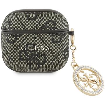 AirPods 4 Guess 4G Strass Charm hoesje - Bruin