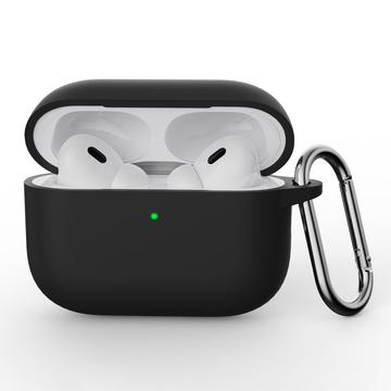 AirPods Pro 3 siliconen hoesje met karabijnhaak - zwart