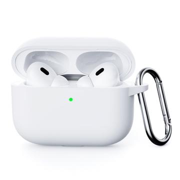 AirPods Pro 3 siliconen hoesje met karabijnhaak - Wit
