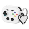 AirPods Pro 3 Vintage Game Console Stijl Plastic Etui met Hart Hanger - Wit