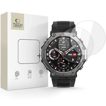Amazfit T-Rex 3 Pro Tech-Protect Glass Fit+ Glazen Screenprotector - 48mm - 2 st. - Doorzichtig