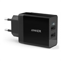 Anker PowerPort 2 Snelle Wandoplader - 2 x USB, 24W - Zwart