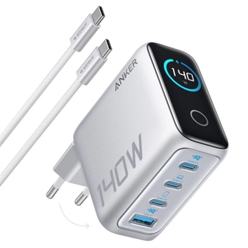 Anker Zolo 140W GaN Bureaulader met USB-C kabel - Zilver