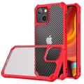 Anti-Shock iPhone 14 Max Hybrid Case - Carbon Fiber - Rood