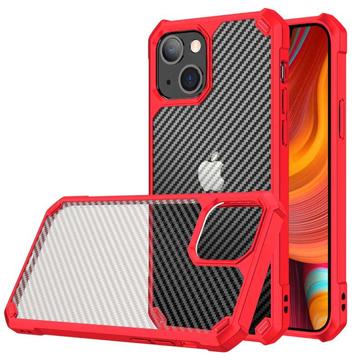 Anti-Shock iPhone 14 Pro Hybrid Case - Carbon Fiber - Rood