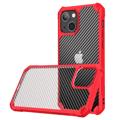 Anti-Shock iPhone 14 Pro Hybrid Case - Carbon Fiber - Rood