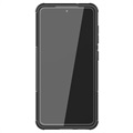 Antislip Samsung Galaxy S21 FE 5G Hybrid Case met Standaard - Zwart