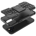 Antislip iPhone 14 Max Hybrid Hoesje met Standaard - Zwart