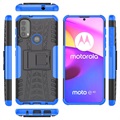 Antislip Motorola Moto E20/E30/E40 Hybride Hoesje met Standaard - Blauw / Zwart