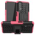 Antislip Realme 7 Hybrid Case met Standaard - Roze / Zwart