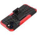 Antislip iPhone 14 Max Hybrid Hoesje met Standaard - Rood / Zwart