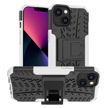 Antislip iPhone 14 Max Hybrid Hoesje met Standaard - Wit / Zwart