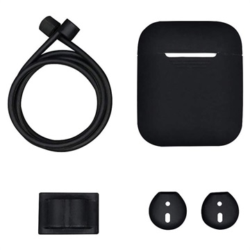 4-in-1 Apple AirPods / AirPods 2 siliconen accessoireset - zwart
