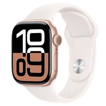 Apple Watch 10 GPS MWWJ3QN/A - Aluminium, Lichtroze Sportband, M/L, 42mm - Roségoud
