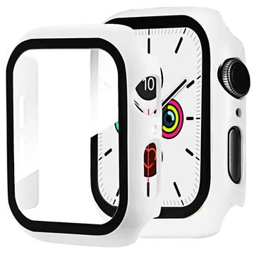 Apple Watch SE (2022)/SE/6/5/4 Plastic Hoesje met Glazen Screenprotector - 40mm - Wit