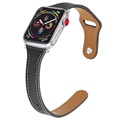 Apple Watch 7/SE/6/5/4/3/2/1 Premium lederen band - 45 mm/44 mm/42 mm - zwart
