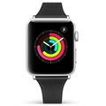 Apple Watch 7/SE/6/5/4/3/2/1 Premium lederen band - 45 mm/44 mm/42 mm - zwart