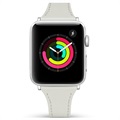 Apple Watch 7/SE/6/5/4/3/2/1 Premium Leren Band - 45mm/44mm/42mm - Wit