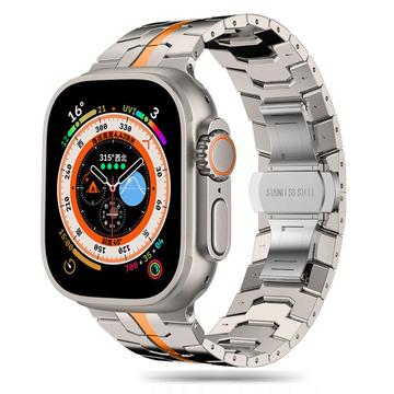 Apple Watch Series Ultra 3/2/Ultra/11/10/9/8/SE 3/(2022)/7/SE/6/5/4/3/2/1 Tech-Protect Roestvrij stalen lijnband - 49mm/46mm/45mm/44mm/42mm - Titanium / Oranje