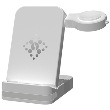B-27 3-in-1 opvouwbare draadloze oplader met nachtlampje - 15W - Wit