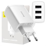 Baseus Compact Snellader CCXJ020102, 3x USB, 17W - Wit