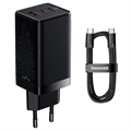 Baseus GaN3 Pro Snelle Oplader met USB-C Kabel - 1m - Zwart