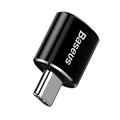 Baseus Mini CATOTG-01 USB-A / USB-C OTG Adapter - Zwart