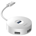 Baseus Round Box 4-poorts USB 3.0 Hub met MicroUSB-voeding - Wit