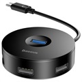 Baseus Round Box 4-port USB 3.0 Hub met USB-C Kabel - Zwart