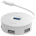 Baseus Round Box 4-poorts USB 3.0 Hub met USB-C Kabel - Wit