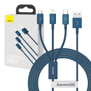 Baseus Superior Series 3-in-1 Snellaadkabel - 1m, 3.5A