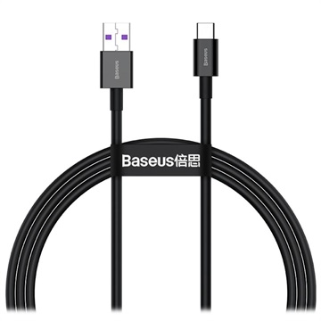 Baseus Superior Serie USB-C Data & Oplaadkabel - 66W, 1m - Zwart