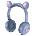 Bear Ear Bluetooth Koptelefoon BK7 met LED - Blauw