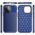 Beetle Carbon Fiber iPhone 14 Pro Case - Blauw